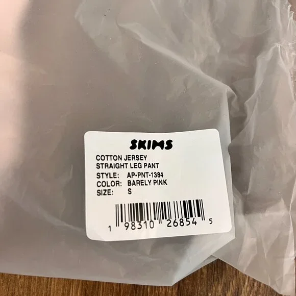 NEW Cotton Jersey Straight Leg Wide Leg Pants Light Pink Sz S - Picture 10 of 10